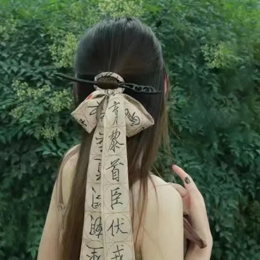 Mil caracteres hairpin fita bandana estilo chinês arco feminino hanfu headwear acessórios para o cabelo hairpin h2
