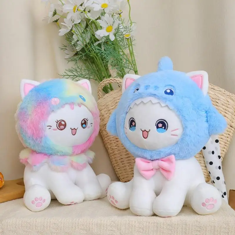 Plush Cat Animal Soft Cat Plush Sitting Cat Plush Wear Hood Cute Sitting Cat Plush Cat Stuffed Animal Plush With Adorable