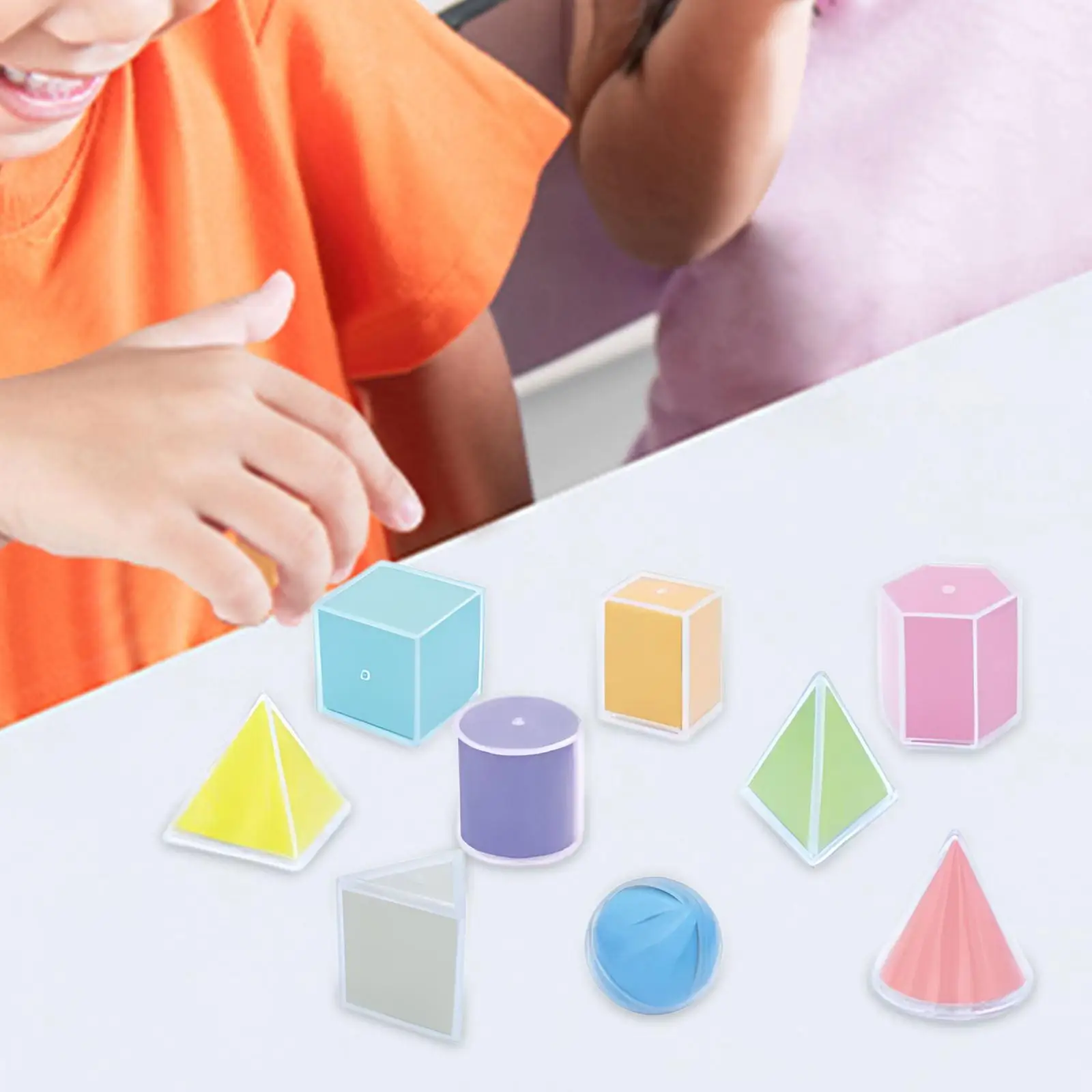 9x Geometric Shape Blocks Montessori Toys Math Learning Material for Ages 3+ Teacher Aids Boys Girls Homeschool Math Helper