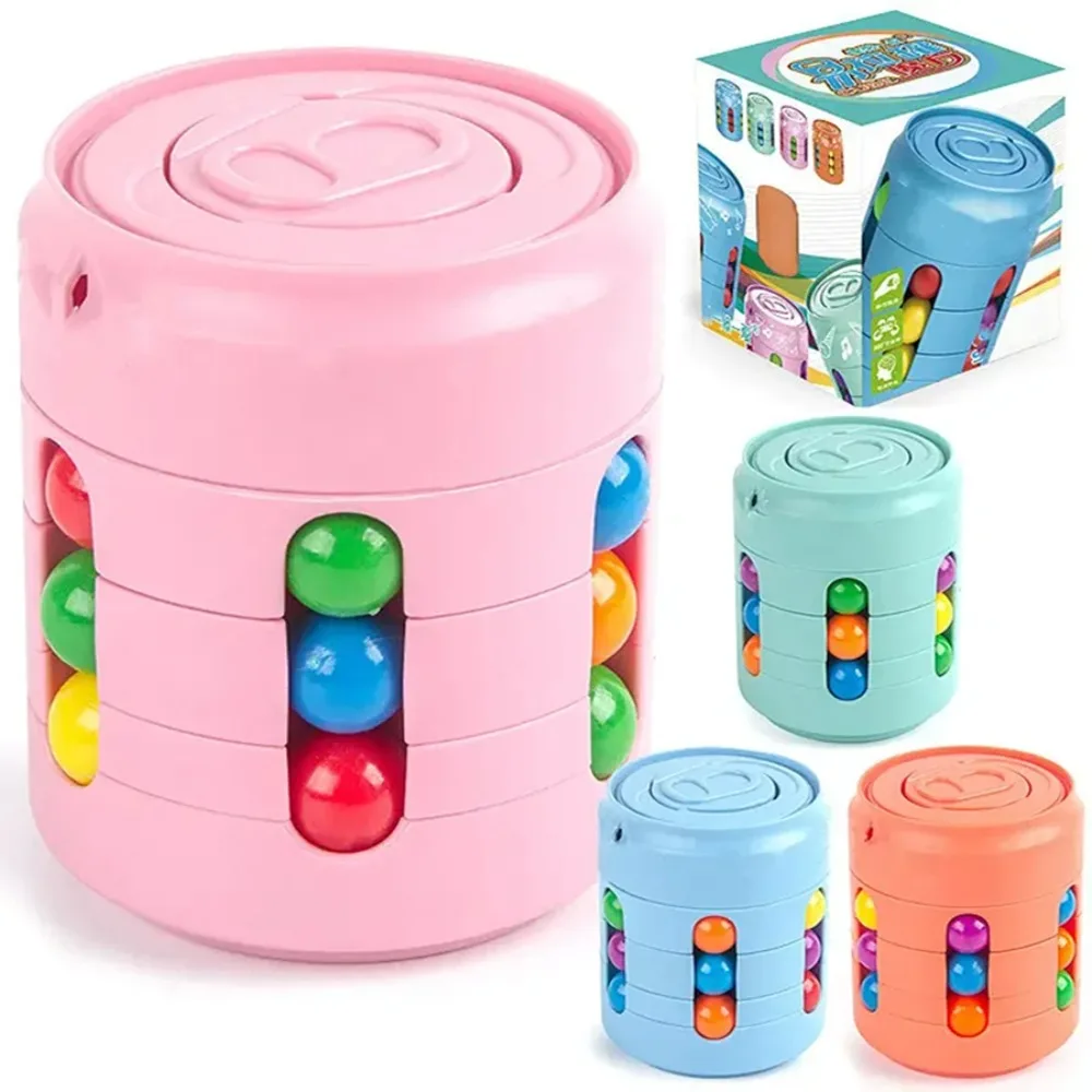 Magic Rotating Beans Puzzle Cube Game Kids Adult Fingertips Fidget Decompression Game Montessori Educational Toys Children Gift