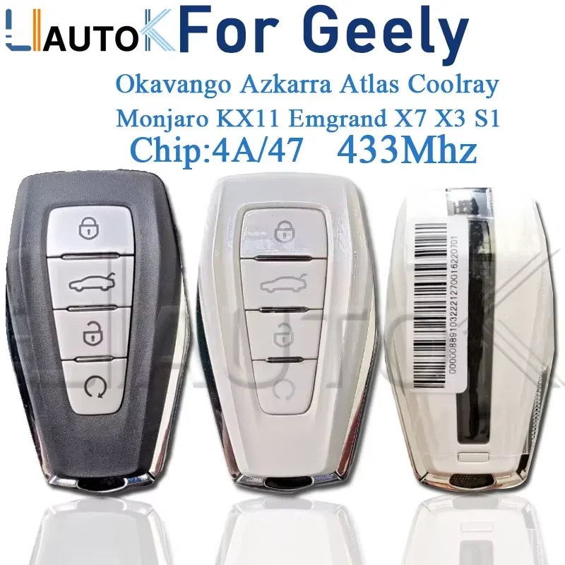 

Car Remote Key for Geely KX11 Emgrand Azkarra Coolray Atlas X7 X3 S1 Okavango Monjaro Keyless 433Mhz 4A/47 Chip Auto Smart Key