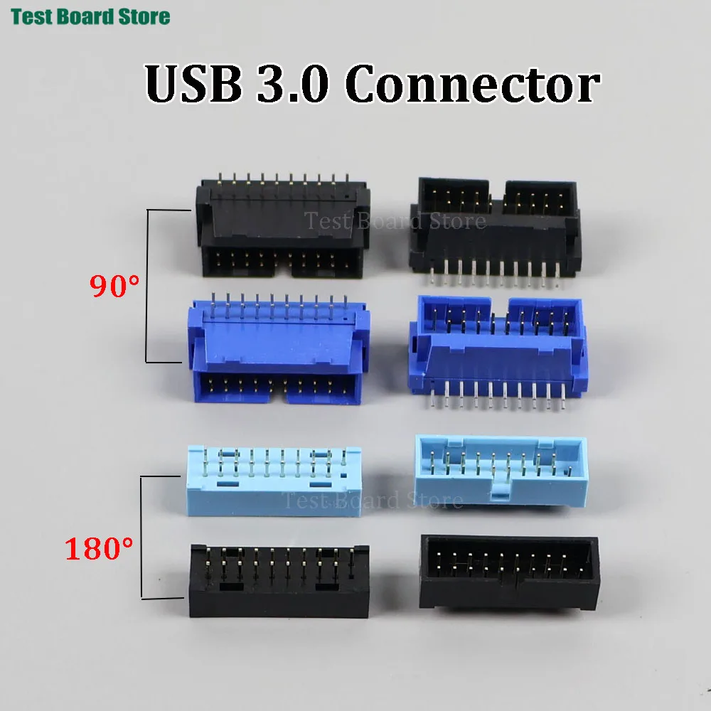 

1-10PCS USB 3.0 19/20pin USB3.0Male Connector 90 180 Degree Motherboard Chassis Front Seat Expansion Connector Socket Interface