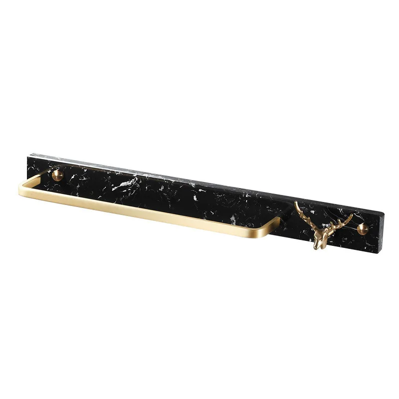 

Brass black gold marble towel bar, bathroom wall towel rack
