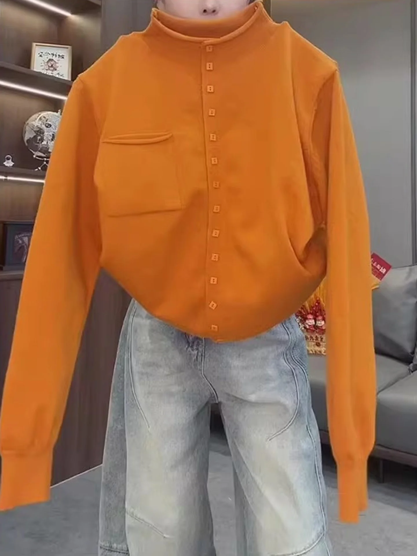 

Удобный вязаный длинный кардиган све, повседневный однотонный осенне-зимний утягивающий свитер на одной пуговице, мягкий топ