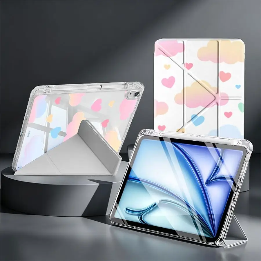 With Pen Slot Cover Tablet Case For Samsung Galaxy Tab S7 FE A8 S8 A11 S9 Plus S10 Lite A9 Plus Soft Gradient Cloud Design
