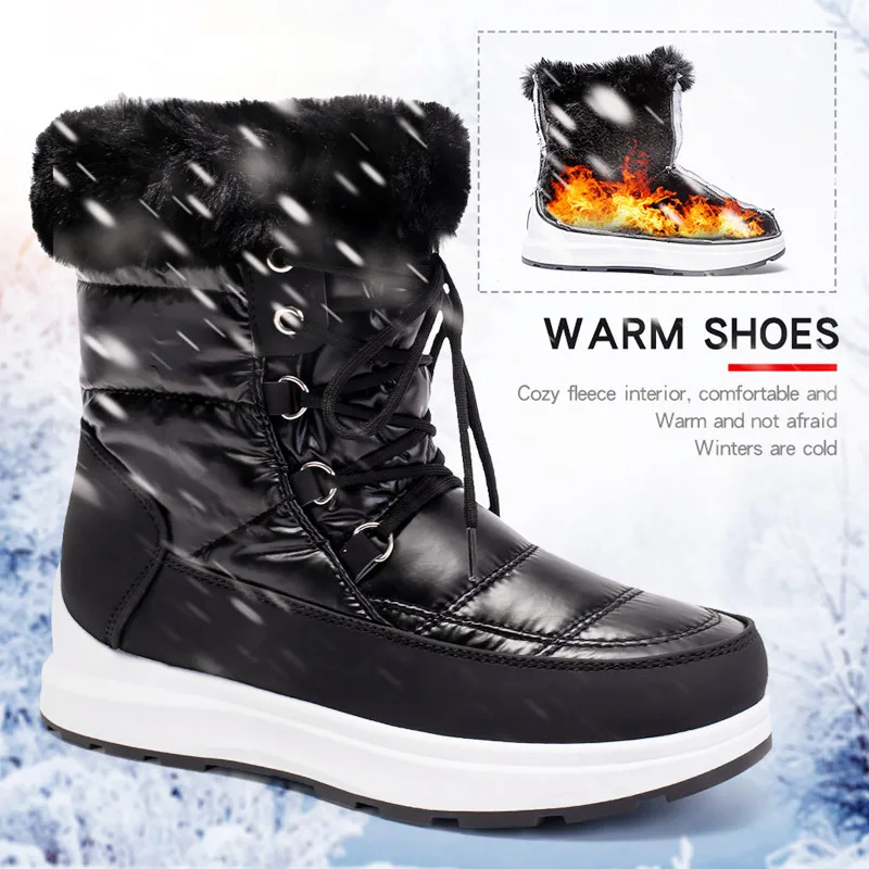 2023 Winter Boots Women Warm Snow Boots for Women Plus Plush Waterproof Female Boots Anti-slip Design Ankle Boots Bota Feminina