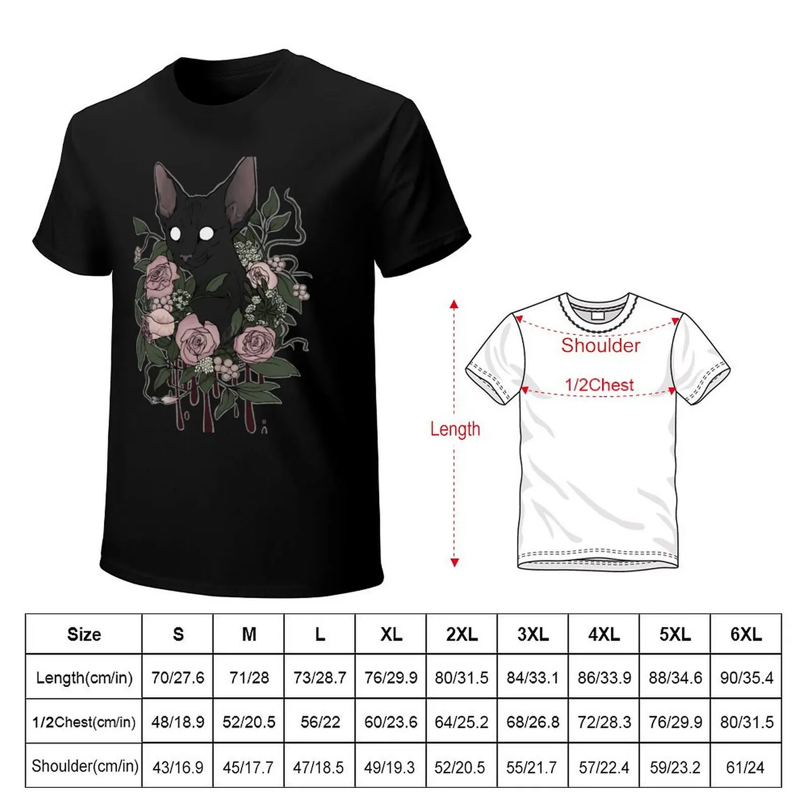 Dark Floral Feline T-Shirt kawaii clothes anime figures blanks shirts graphic mens graphic t-shirts hip hop