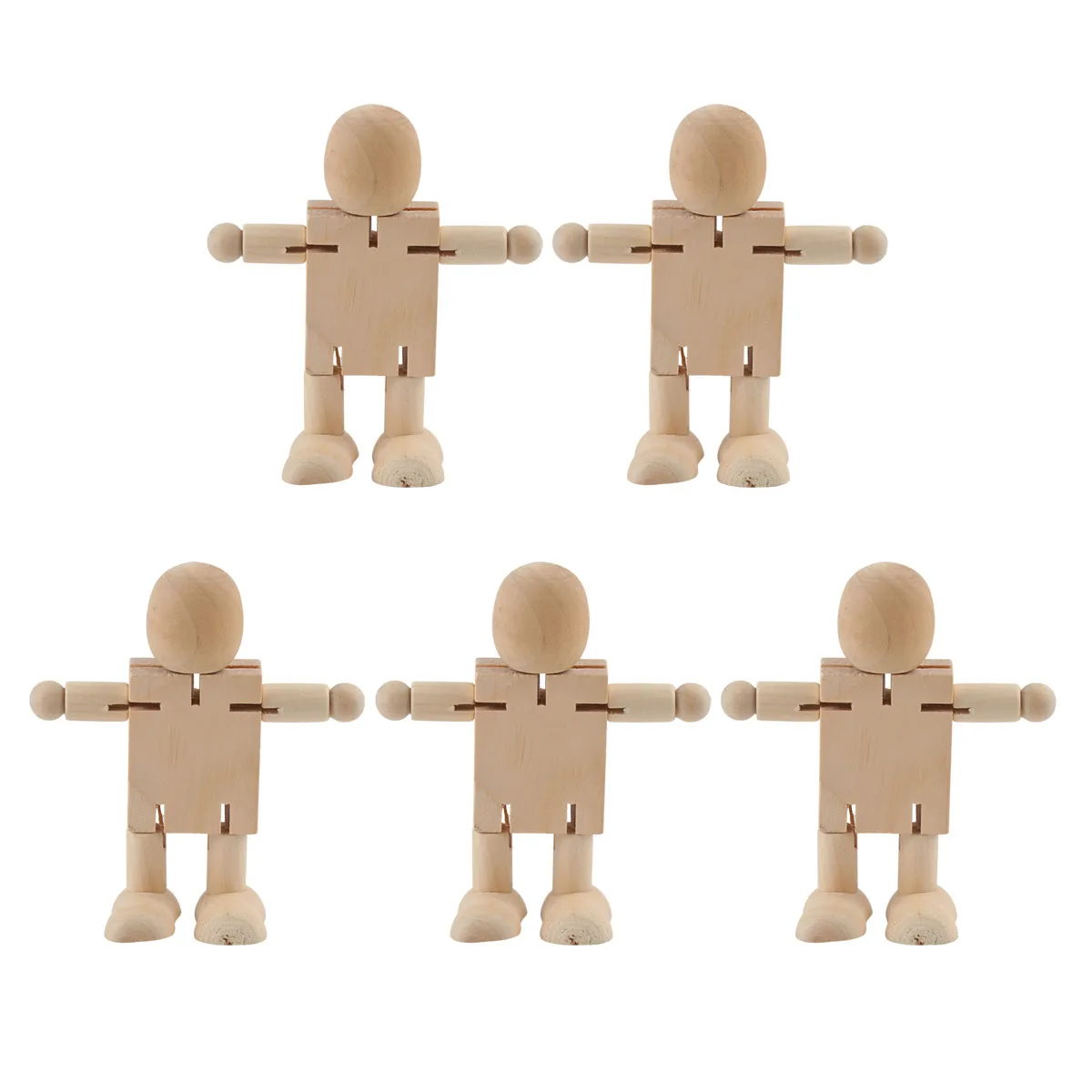 

5 Pcs Robot DIY Unfinished Kids Painted Craft Kids Craft Toys Educational Children Creativity Movable Joints