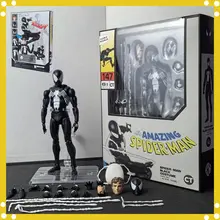 CT 1/12 O Incrível Homem-Aranha MAFEX 147 S.H.Figuarts Homem-Aranha Venom simbiótico Terno Preto Anime Figuras de Ação 6 "Modelo de Brinquedo