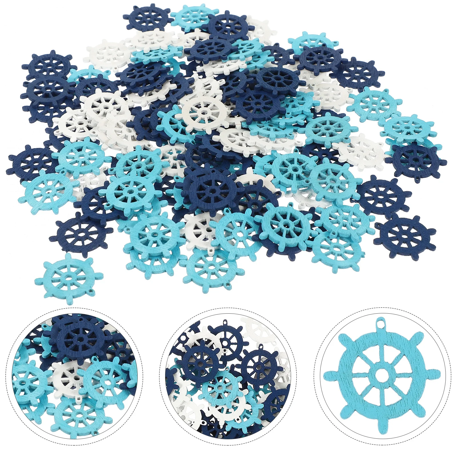 

100Pcs Nautical Style Wood Rudder Pendant Wall Hanging Decoration Mediterranean Rustic Home Wall Decor Nautical Rudder Decor