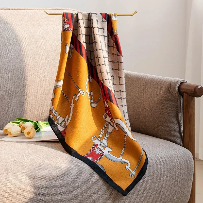 Новый шелковый шарф с принтом, элегантный модный шелковый шарф для пожилых людей, темпераментный шелковый шарф в подарок