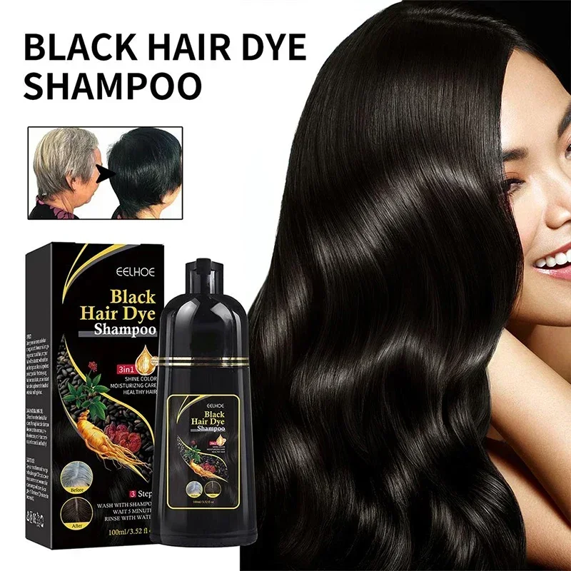 100ml Natural Herbal Hair Dye Shampoo 3 in 1 Hair Color Shampoo for Gary Hair Dark Brown Black And Women Men Grey Coverage 2024