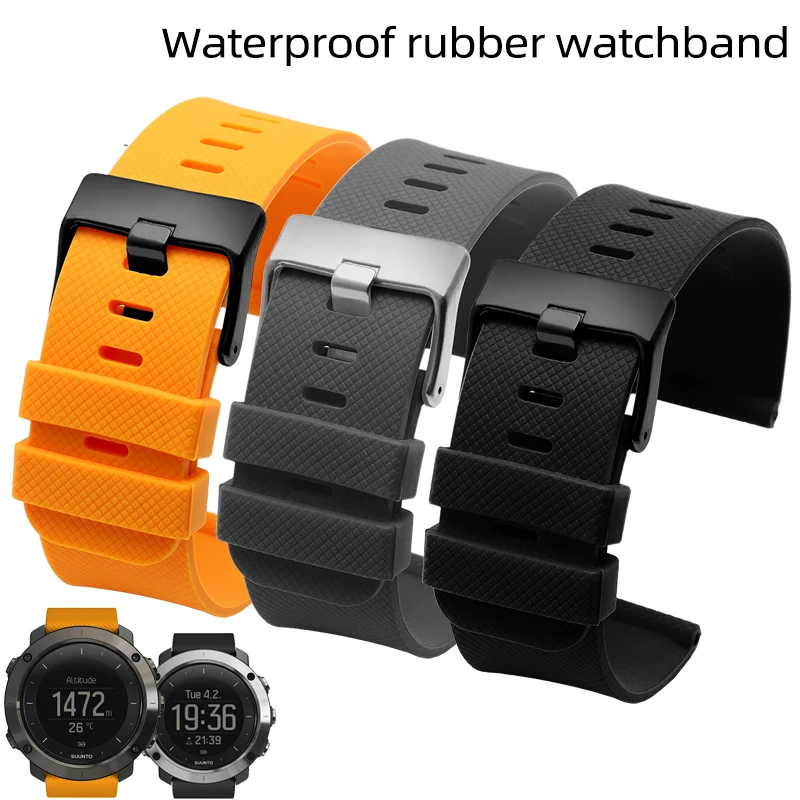 Sports Waterproof rubber watchband Fit suunto TRAVERSE series Alpha watch 24mm silicone straps with stainless steel clasp