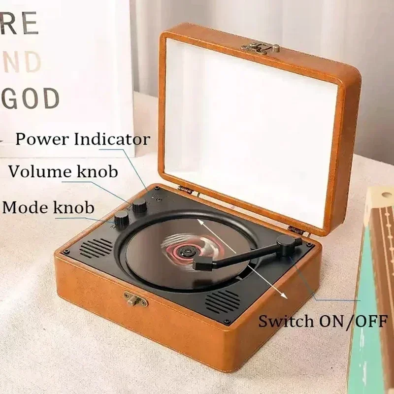 

Retro Wooden Bluetooth Speaker, Portable Speaker Music Player with Remote Control Integrated CD Player Learning Machine U Disk