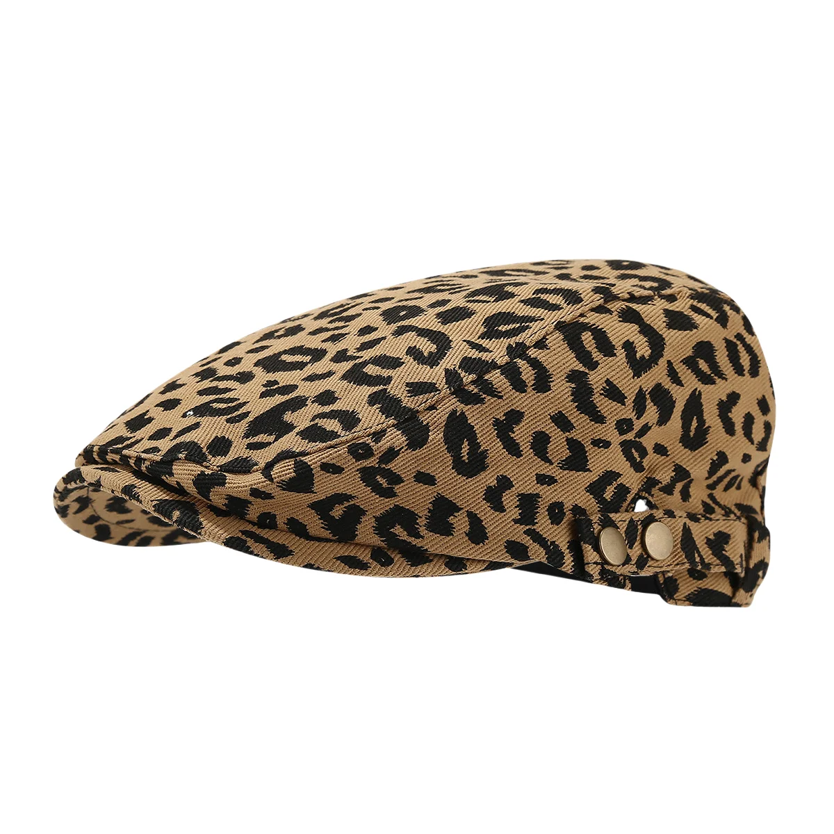 Vintage leopard-print beret Hipster Sunwear Painter hat artsy casual big head show face small forward hat for men and women