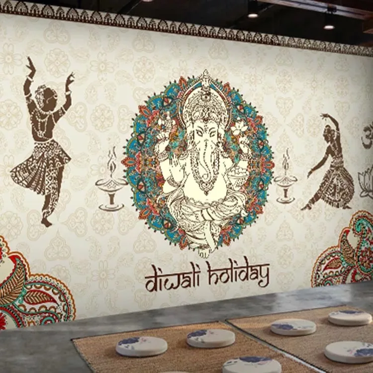 custom 3d retro gym yoga studio wallpaper mural Thai Buddhist health dance background wall living room bedroom elephant 8d Zen