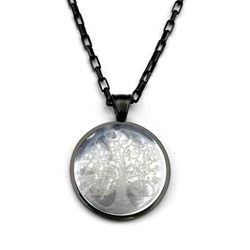 الكلاسيكية شجرة الحياة قلادة قلادة للنساء الرجال الفولاذ المقاوم للصدأ الذهب اللون قذيفة الحب الأسرة موضة سلسلة مجوهرات هدايا #3