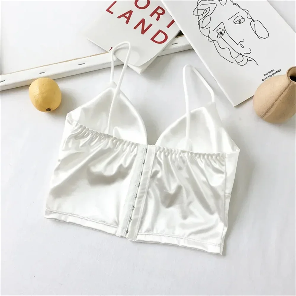 Sexy Bra Satin Women's Short Wireless Crochet Underwear Underlay Undergarments With Anti Glare And Beautiful Back Straps image 5