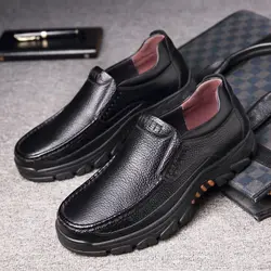 Men's Leather Shoes Trend Leather British Business Casual Soft Bottom Non-slip Dad Shoes Middle-aged and Elderly Men's Shoes