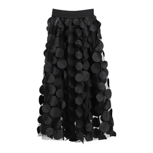 S-3xl Retro Goth Design 3D-Bälle Tüll-Mesh-Röcke von Frauen 2025 Frühlings Sommer hoher Taille Elastic Midi Long Tutu Frauenröcke 8 Hauptverkaufsrock 3D - №6
