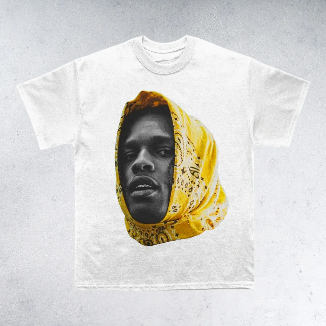 ASAP Rocky Babushka Tee Europe Hiphop Character Pattern Printed Oversized T-shirt Harajuku Gothic Retro Tshirts Unisex Y2k Top