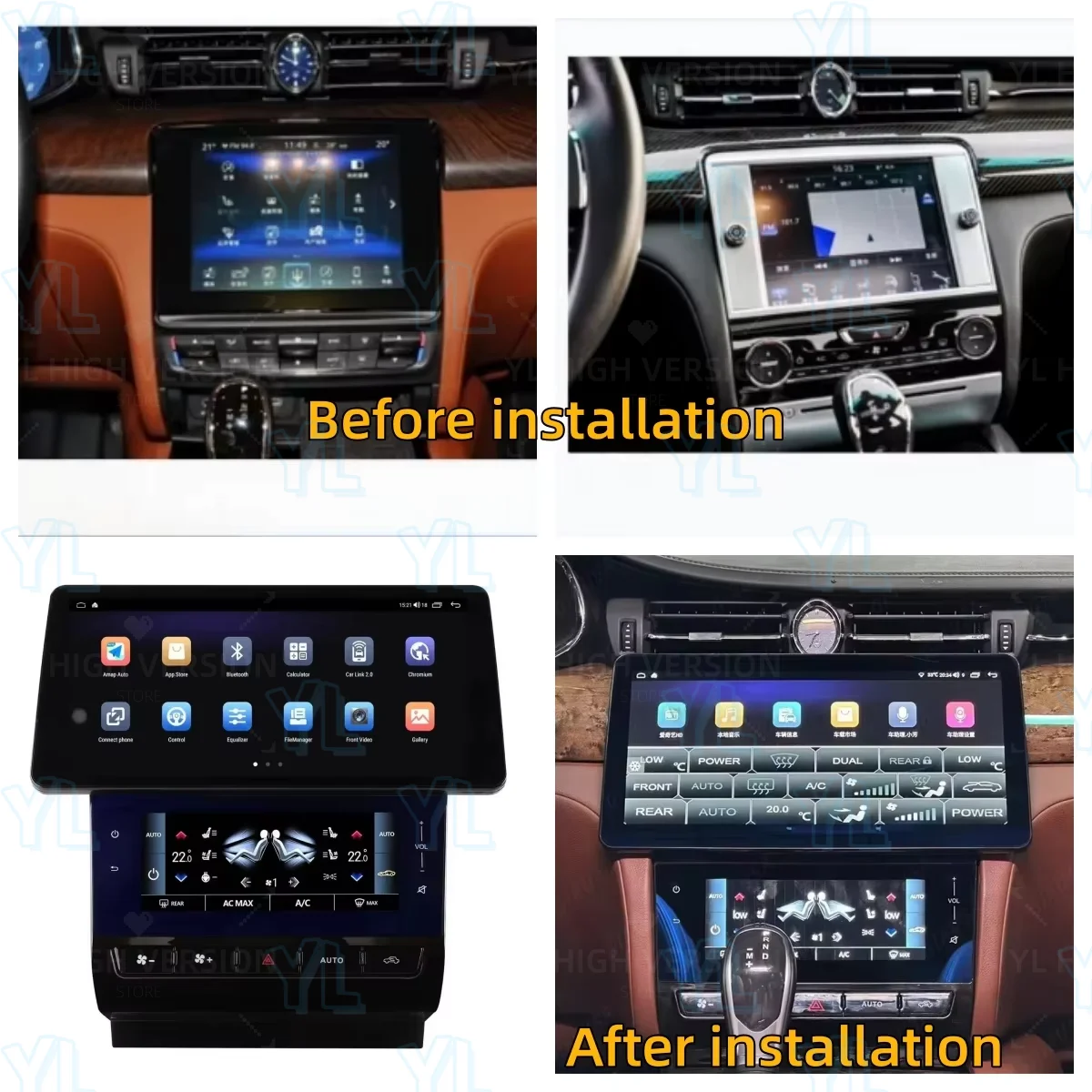 12Inch For Maserati Quattroporte 2013-2018 Carplay Android 14 Car Radio Auto Multimedia Video GPS Navigation Head Unit BT5.0 4G