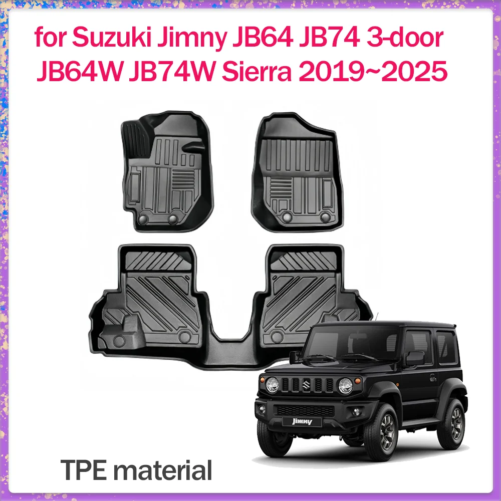 

Автомобильный коврик для Suzuki Jimny JB64 JB74 3-дверный Sierra 2019 ~ 2025 TPE, внутренняя подкладка для ног, водонепроницаемый коврик, аксессуары на заказ