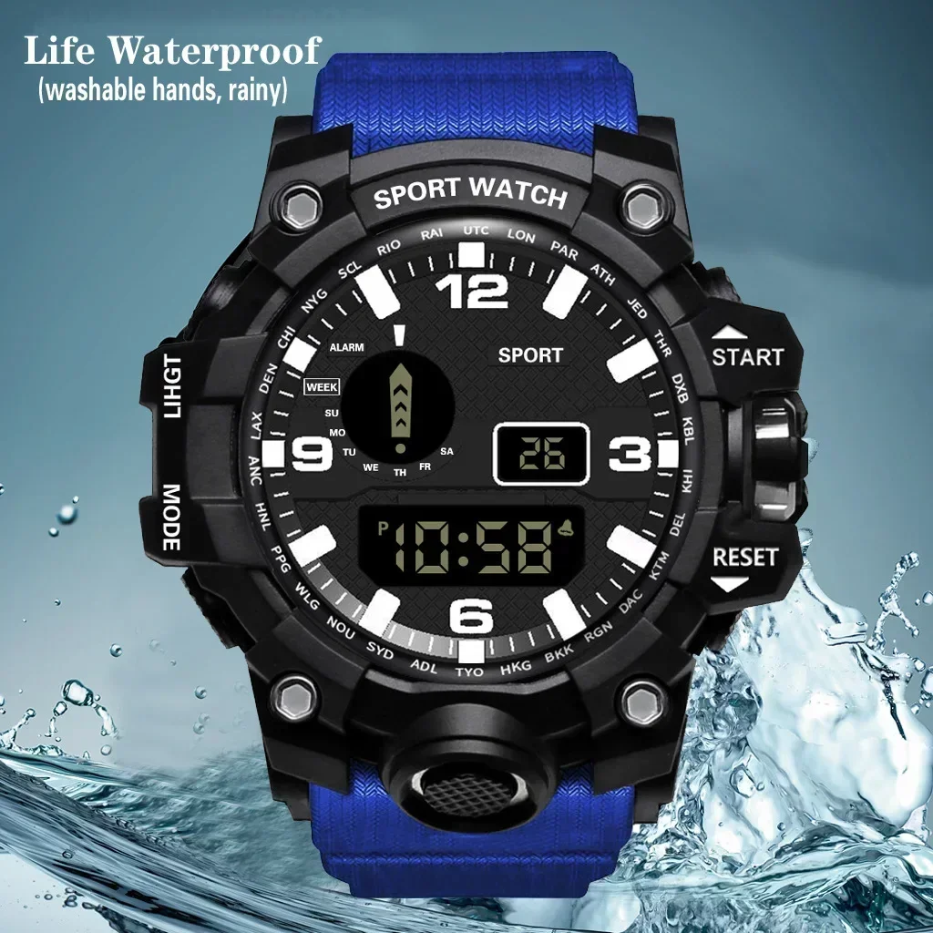 New Men's LED Digital Watch Men Sport Watches Fitness Electronic Watch Multifunction Military Sports Watches Clock Kids Gifts