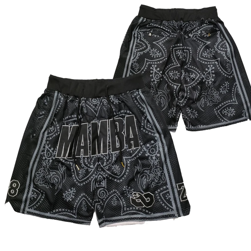 

Basketball shorts Black Mamba Flowers Four pockets Sewing embroidery outdoor sport Beach pants Training 2024 New style