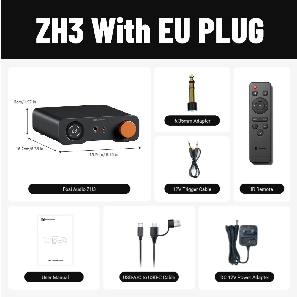Fosi Audio ZH3 ЦАП и усилитель для наушников с высоким качеством звука — фото товара