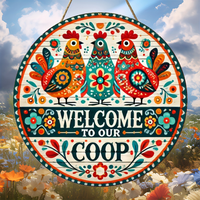 Welcome to my chicken coop-vintage wood signage, 8x 8 inches, suitable for door and garden decoration, including wreath center d