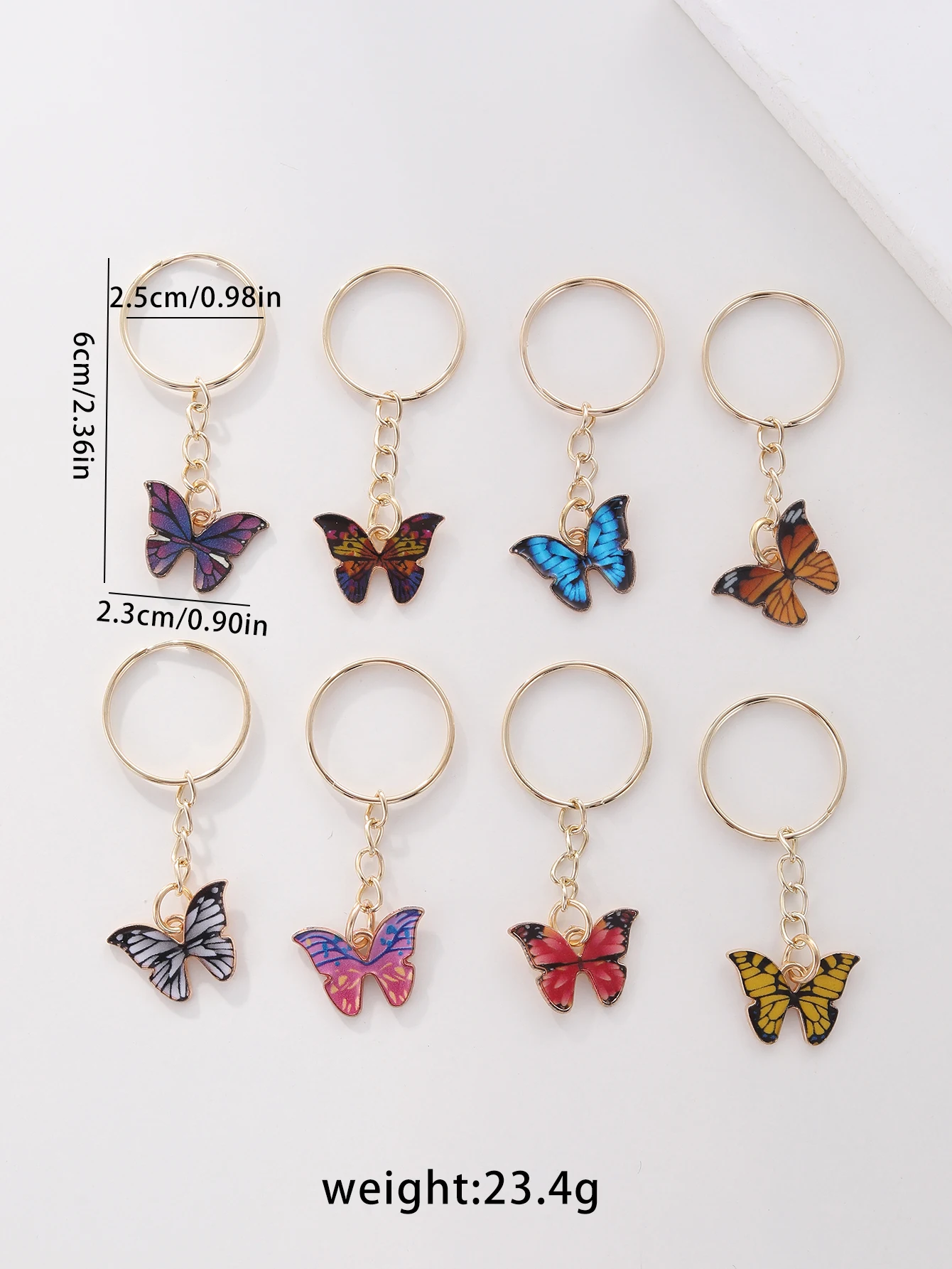 8 stücke Boho Schmetterling Schlüssel bund niedlichen Sommer Tier Schlüssel anhänger Ring Geldbörse Tasche Rucksack Charme Ohrhörer Fall Abdeckung Zubehör Frauen Geschenk – Detail 2