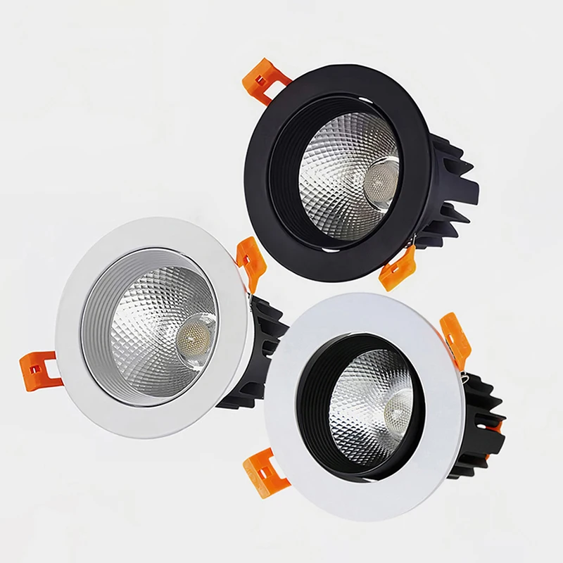 Oprawy wpuszczane COB LED z możliwością przyciemniania 7W 10W 12W 15W 18W Przeciwodblaskowe sufitowe lampy punktowe LED AC85~265V Wewnętrzne oświetlenie tła