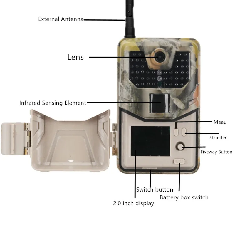 20MP 1080P Wildlife SMS MMS SMTP Trail Camera Photo Traps Night Vision 2G  Hunting Cameras HC900M Surveillance Metal Case