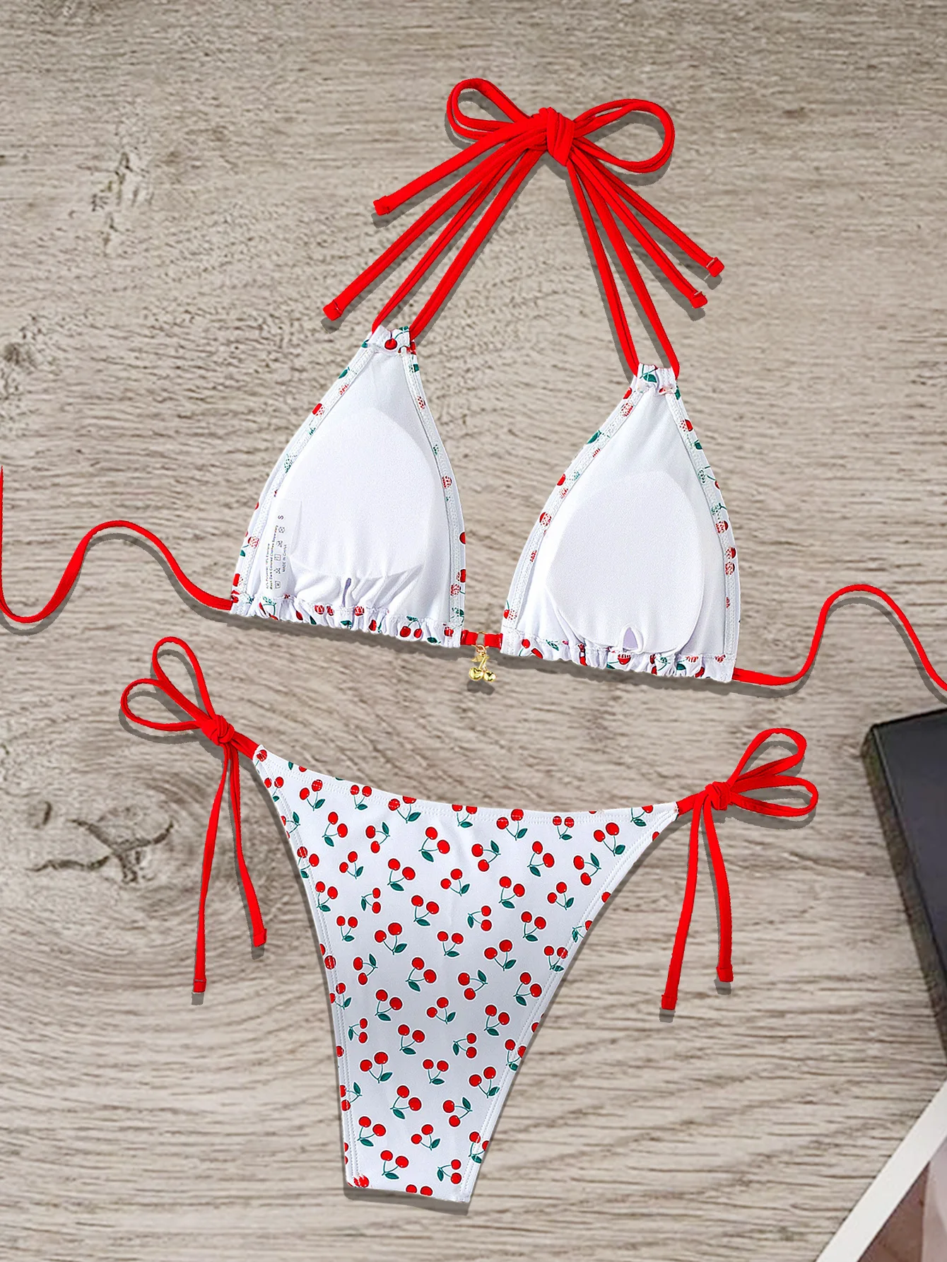 sexy stampa ciliegia micro mini bikini set due pezzi halter tie costumi da bagno beachwear costume da bagno costumi da bagno biquini tankini