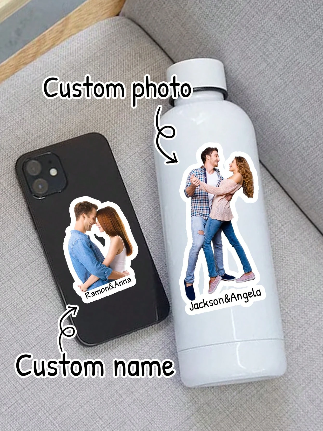

5.08-12.7CM Custom Photo/Name Stickers, Personalized Your Photo Name Sticker Die Cut, Customizable Couple Sticker Vinyl Sticker