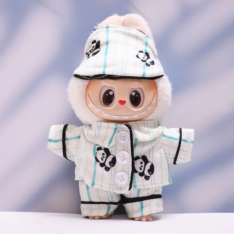 

For 17cm Labubu Cute Panda Pajama Set Trendy Fashion Clothes Doll Accessories Gifts