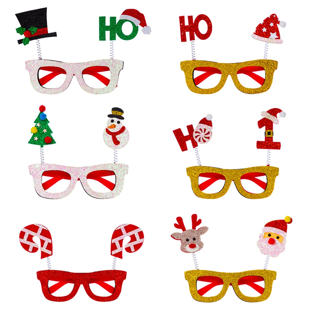 Cross-Border New Children'S Adult Christmas Glasses Photo Props Spring Ring Party Glasses Frame Christmas Decorations