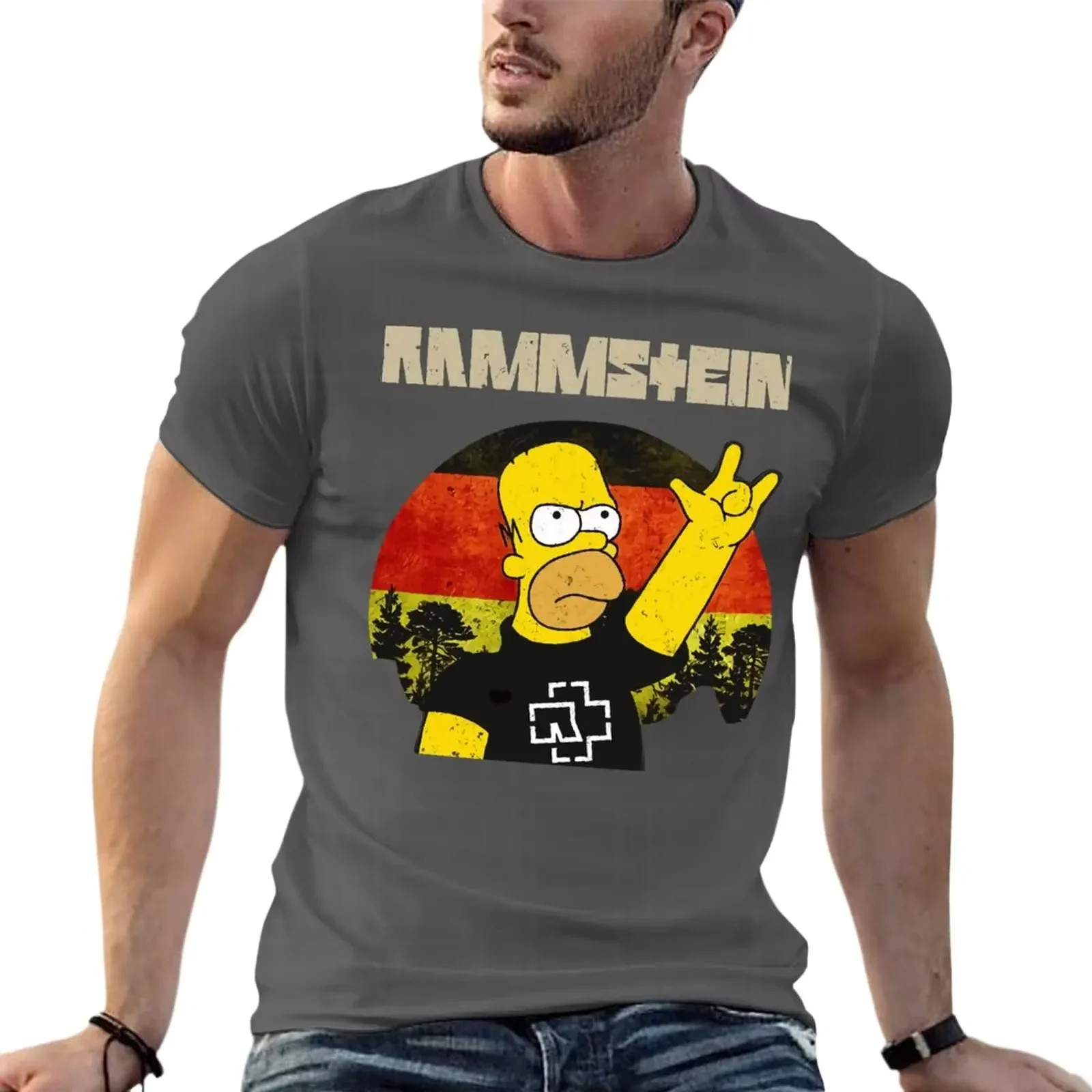 2026 New Hot Selling Unisex Street Tee, Homer Germany Theme Print Oversized Short Sleeve Casual Fashion Tops