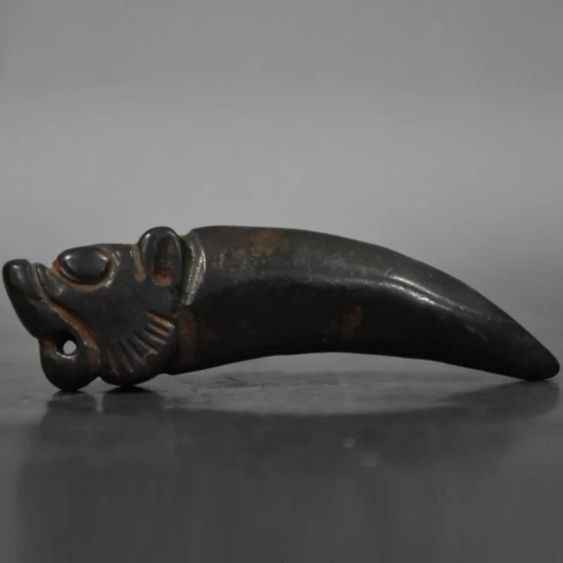 China Hongshan Culture Hand carved amulet Tiger tooth Meteorite Pendant Ancient