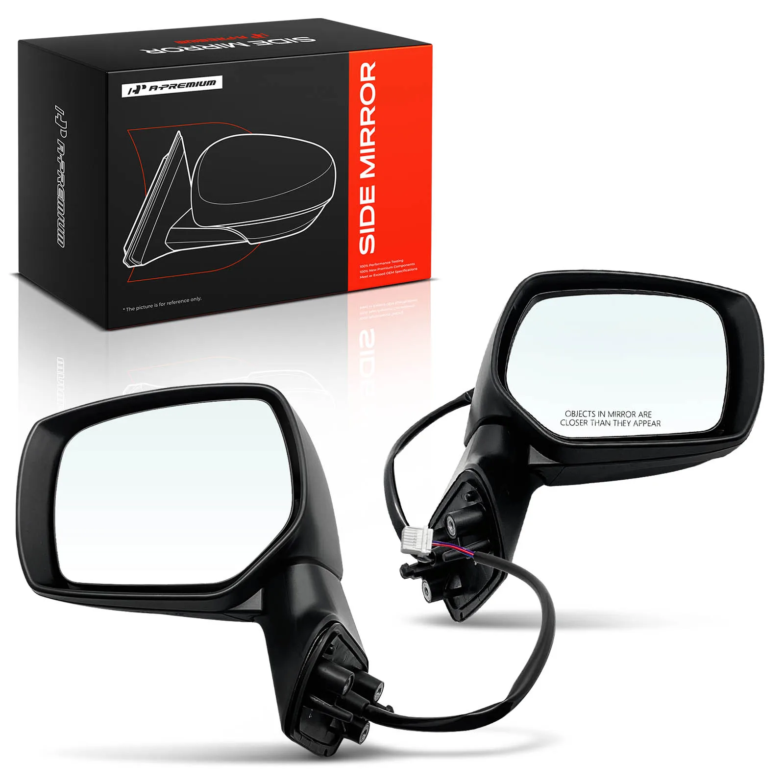 A-Premium Pair Power Door Mirror for Subaru Forester 2014-2018 Manual Folding Smooth Black