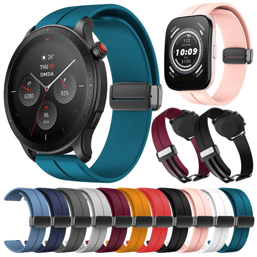 20mm 22mm magnetisches Uhren armband für huami amazfit bip 5 Armband für amazfit gtr 4 3 pro/gts4 2 2e 47mm 42mm Sports ilikon armband