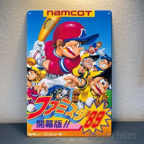 1p,Namcot Famista 89 Famicom Retro Video Game Metal Poster Sign - Size:20*30cm