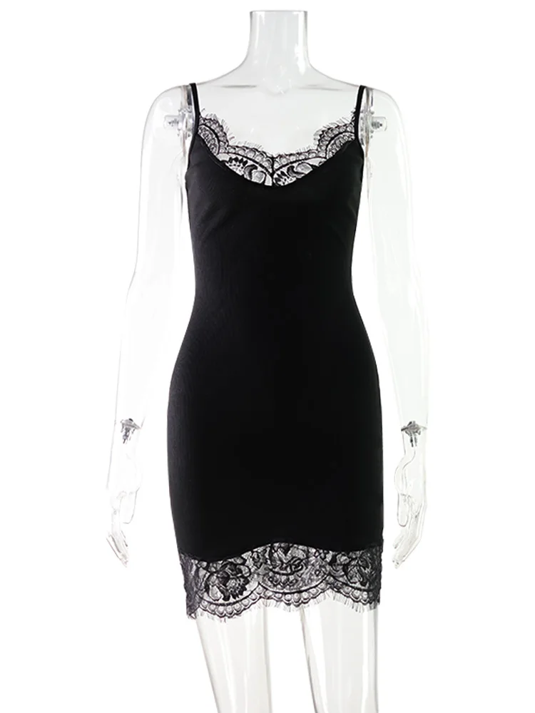 Women's Lace Mini Slip Dress - Sleeveless Strappy Nightgown