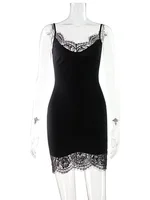 Ahagaga Sexy Women's Mini Dress Straps Patchwork Lace Sheath Sleepwear Sleeveless Nightgown Camisole Basic Female Vestidos Slim - Image 6