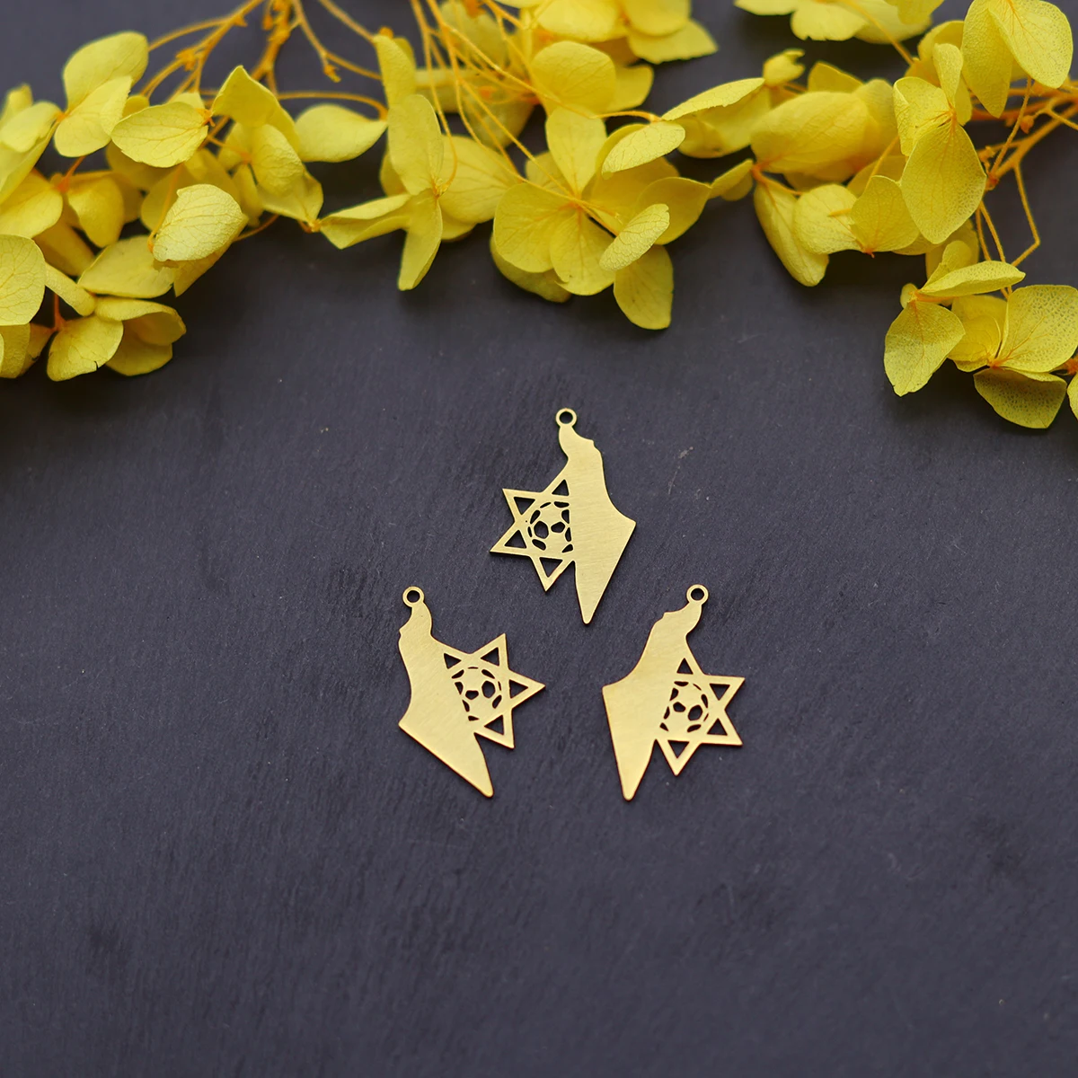 3pcs Stainless Steel Map of Israel Star of David Pendant Charms for Jewelry Making diy Trendy Necklace Keychain Handmade Bulk