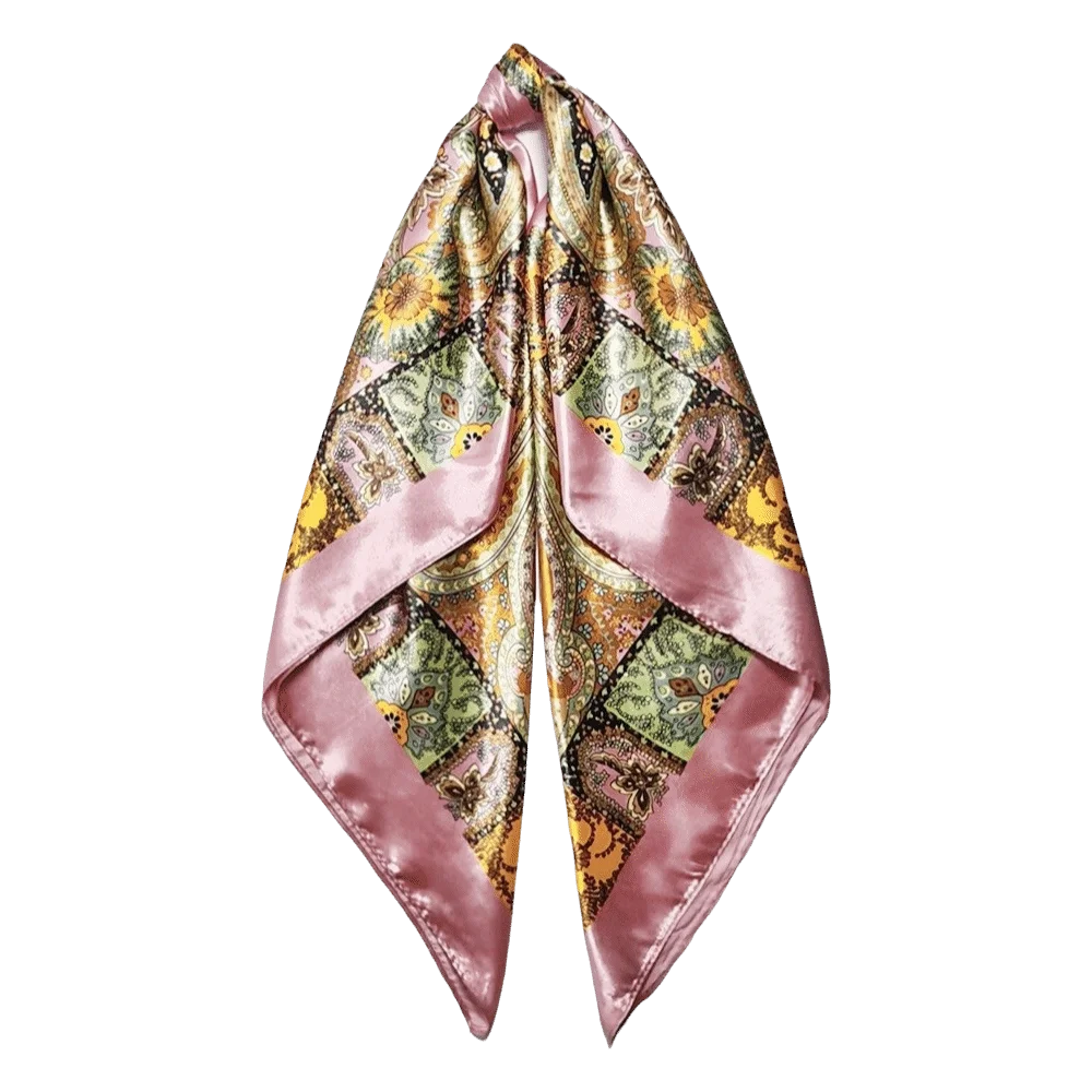 Exquisite Bohemian Printed Women's Scarf Floral Luxury Silk Scarf Square Shawl Satin 90x90cm Paisley Bandana‌ Hair Wrap