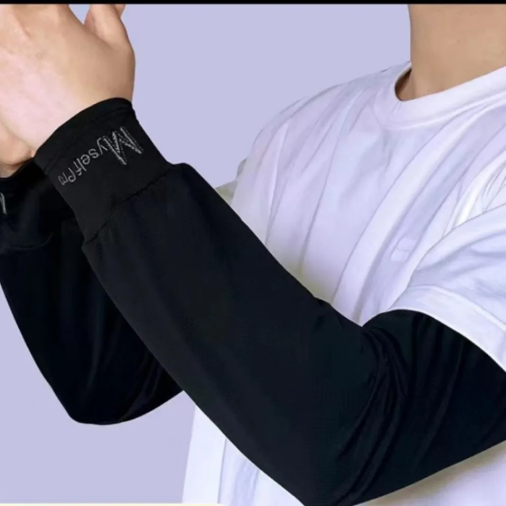 New Ice Silk Arm Sleeves Breathable UV Protection Sunscreen Sleeves Loose Non-slip Long Arm Glove Summer