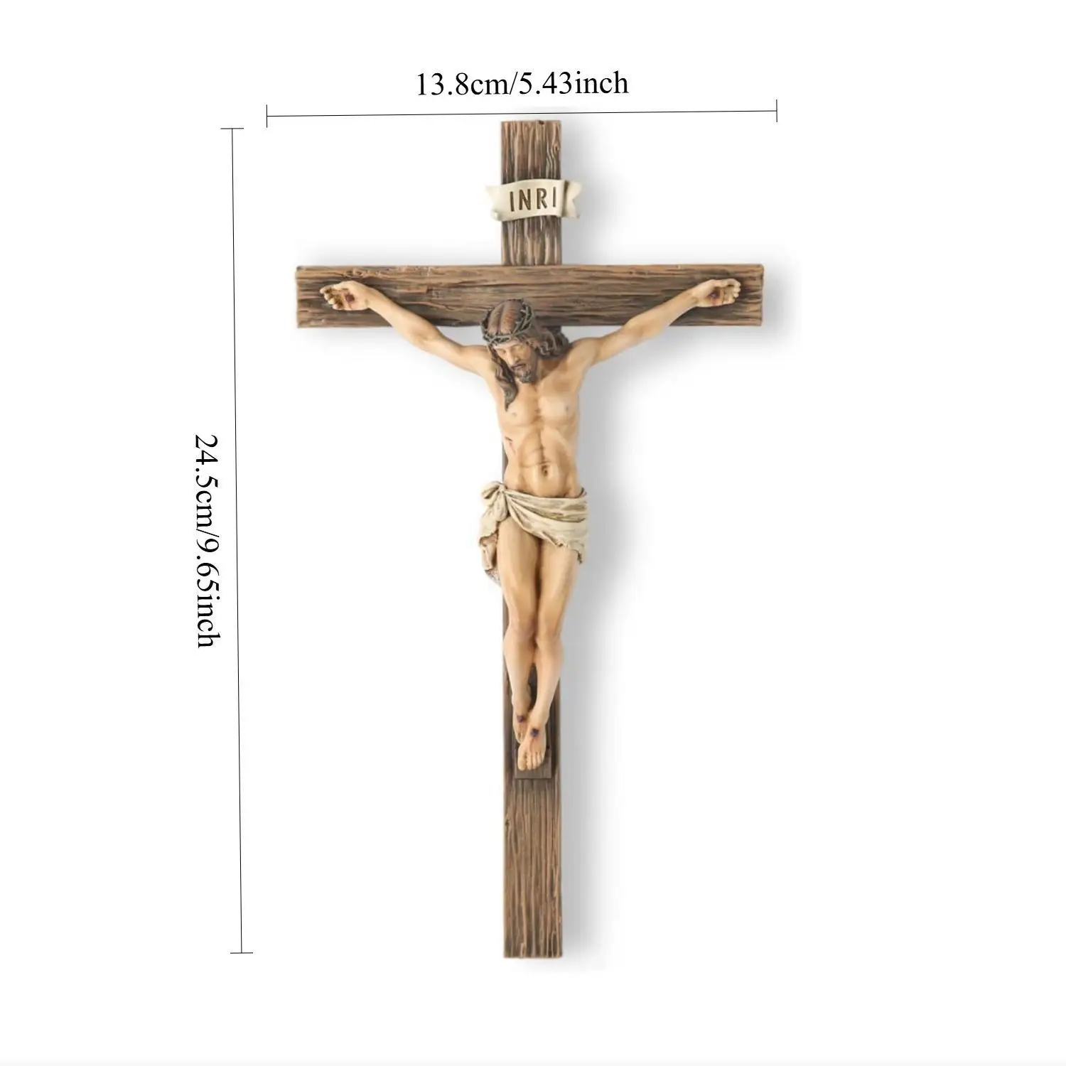 Inspiring Jesus Christ Home Decor, Catholic Cross Wall Art, 9.65 Inch High Religious Gift, Renaissance Handmade Sculpture