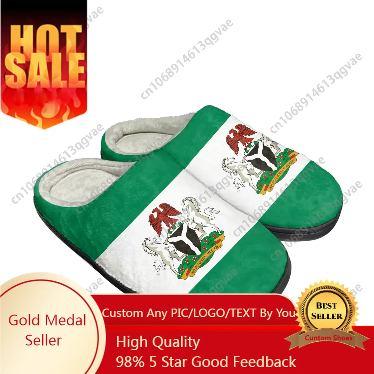 

Nigerian Flag Home Cotton Custom Slippers Mens Womens Sandals Nigeria Plush Bedroom Casual Keep Warm Shoes Thermal Slipper